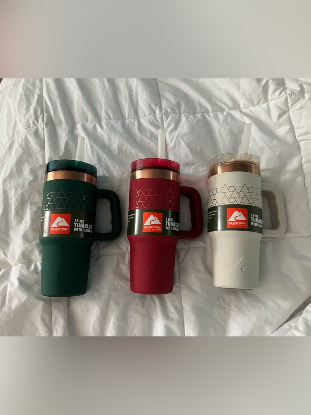 Ozark Trail 18oz Tumbler with Handle - Green, Red, Cream